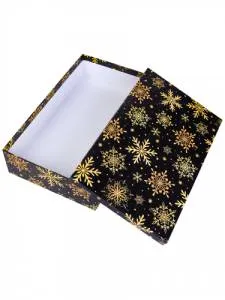 Коробка "Золотые снежинки на черном" 36*24*8 см КОР-1985