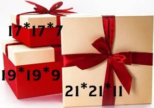 Коробка 21*21*11 см. Красный бант, Слоновая кость /Д10103К.085