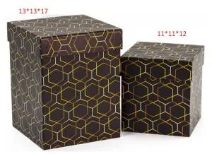 Коробка 13*13*17 "Золотые грани" Черный/ 019/670