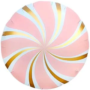 18" Круг, Леденец розовый/золото сатин (Китай) / 26806