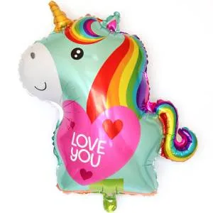 Единорог с сердечком, бирюзовый 31" (Китай)/15159
