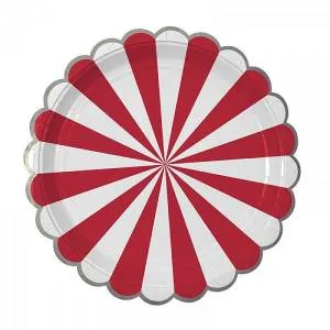 Тарелка  "Полоски" Красные 18 см. 6 шт.