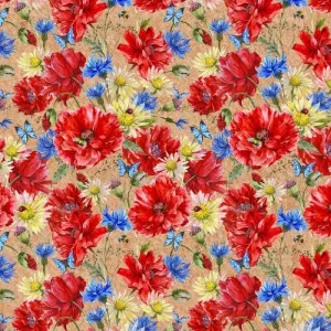 Бумага упак. "Маки" крафт 0,7*1м/44728