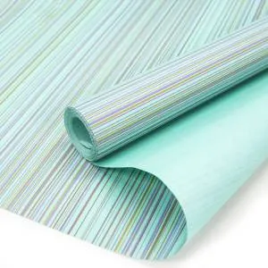 Крафт-бумага Многоцвет.полоски Бирюзовый/Золото 0,5*8,23 м./18380