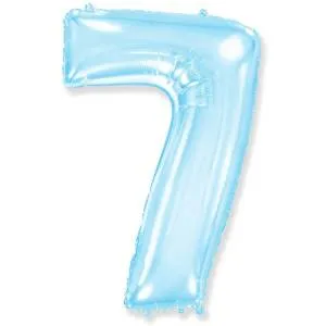 Цифра "7" Голубая 102 см с гелием 
