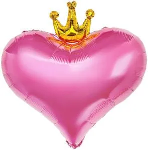 22" Сердце, Золотая корона, розовое (Китай) / 27340