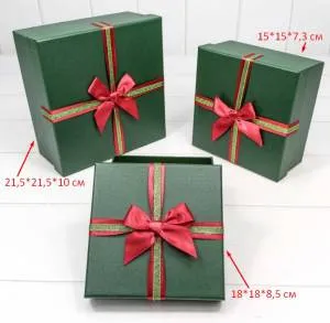 Коробка Кр.бант/Зел коробка 15*15*7,3
