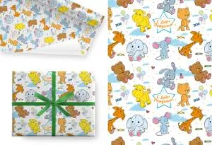 Упак. бумага "Плюшевые игрушки" 100*70 см, 5 листов /Ч45055