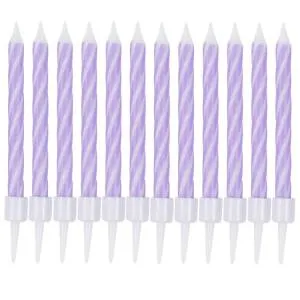 Свечи Спирали с подст. Фиолетовые 6 см 12 шт / 1502-6786