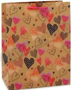 Пакет "Цветные сердца" 26,4*32,7*8 см (L)