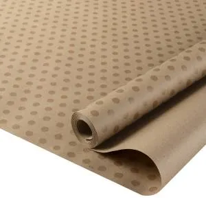 Крафт-бумага Горох, коричневый/золото 0,7*14 м./ 19610/1