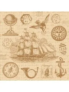 Бумага упак. Винтажный корабль 70*100см /УБ-3658 Optima