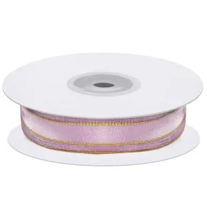Лента Органза 4 полосы 2 см.*22.85 м Сиреневый/Золото / LD207