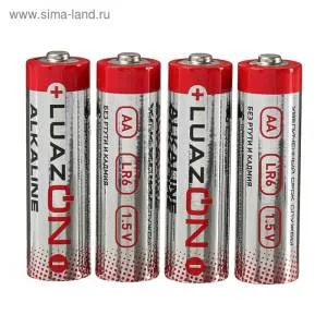 Батарейка алкалиновая LuazON, AA (4 шт.) / 1647489