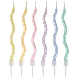 Свечи "Волна" пастель перламутр 12 см. 6 шт. / 1502-6728