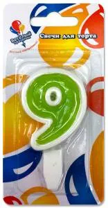 Свеча-цифра 9, ассорти, 5 см