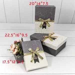 Коробка 20*14*7,5 см Серый "WONDERFUL" с бантом