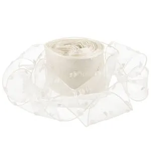 Лента декоративная "Воздушные точки" 4 см.*9,14 м. Кремовая / 6233984