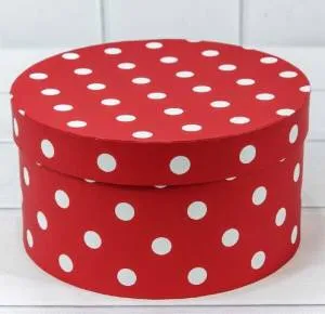 Коробка цилиндр 17*9 см "Горох" красный