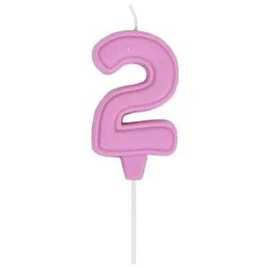 Свеча -цифра "2" Праздник розовая пастель 6 см / 1502-6666