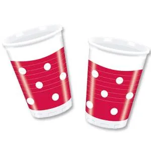 Стаканы пласт "Горошек красный" 200мл 10 шт