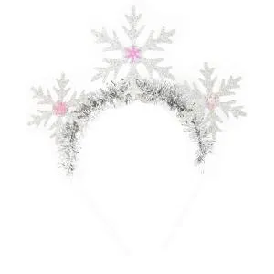 Ободок Снежинки с мишурой серебро блеск / 1501-6372