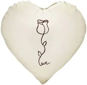 18" Сердце, Роза кремовый сатин / Китай 25115