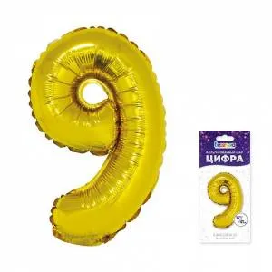 Цифра "9" Золото 16"/ Китай 1206-0918