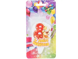 Свеча-цифра "8" С ДР Мишка 8 см