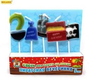 Свечи д/торта на пиках "Пиратская вечерника" 5 шт.