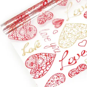 Пленка упаков Любовь (ажурные сердца) красный/золото 0,7м*8м/73009