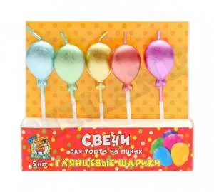 Свечи д/торта на пиках "Глянцевые шарики" 5 шт.