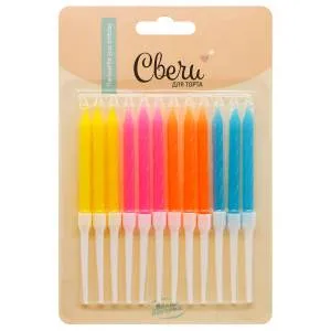 Свечи Спирали ассорти, 0,5*6+4 см, 12 шт. с  держ./ 803047