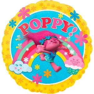 Шар 18"  Тролли Розочка желтый круг (Анаграм)