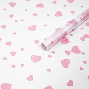 Пленка матовая "Сердечки разные" нежно-розовый 60 см, 200 гр../ 88031837