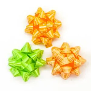 Бант-звезда, Оранж коралл/салатов 7 см, 12 шт/17804
