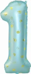 34" Цифра "1" Золотые короны, голубая / Китай 131291