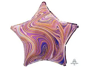 Шар 19" Звезда Мрамор Purpl (Анаграм)/1204-1032