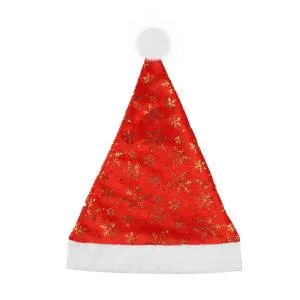 Колпак новогодний "Золотые снежинки", красный 28*38 см. /6230558
