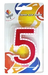 Свеча для торта в белой окантовке "5"