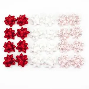 Бант-звезда, красный микс 5 см, 25 шт./17809