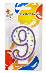 Свеча для торта Цифра классика "9"