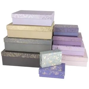 Коробка 35*25*10 см. "Цветочный узор" ассорти металлик / 502270