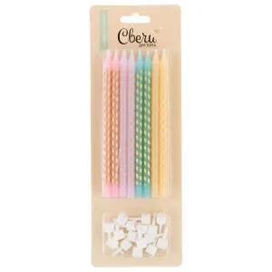 Свечи "Изящный микс" металлик 7*3,5 см.,6 шт.с держ. /803202