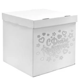 Наклейка" С Днем Рождения!" (сердца и звезды) белая 28*37 см/2020-3