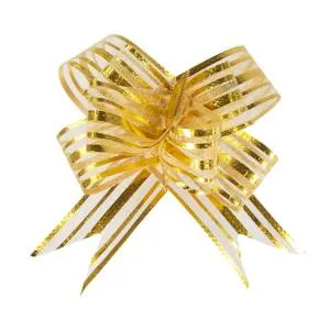 Текстильный бант-бабочка Тонкие полосы, Золото 10 см./6231134