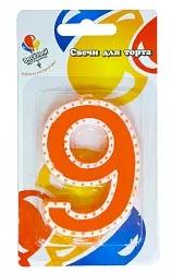 Свеча для торта в белой окантовке "9"