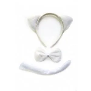 Набор "Кот" Белый (ободок,бант,хвост) / 1707243