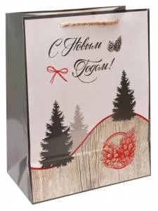 Пакет подарочный ПКП-3755 18*23*10 см с мат.ламинацией и шишкой