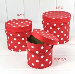 Коробка цилиндр 13,5*13,5 см "Белые точки" красный - 720112/43